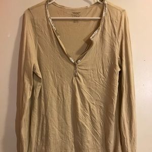 ♡ Long Sleeve American Eagle Cream Top ♡